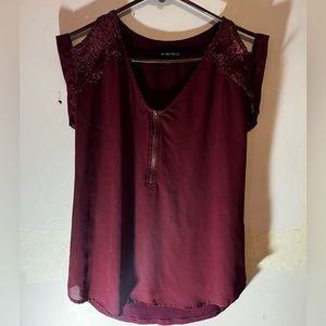 Dark red, “My michell” small dress shirt
